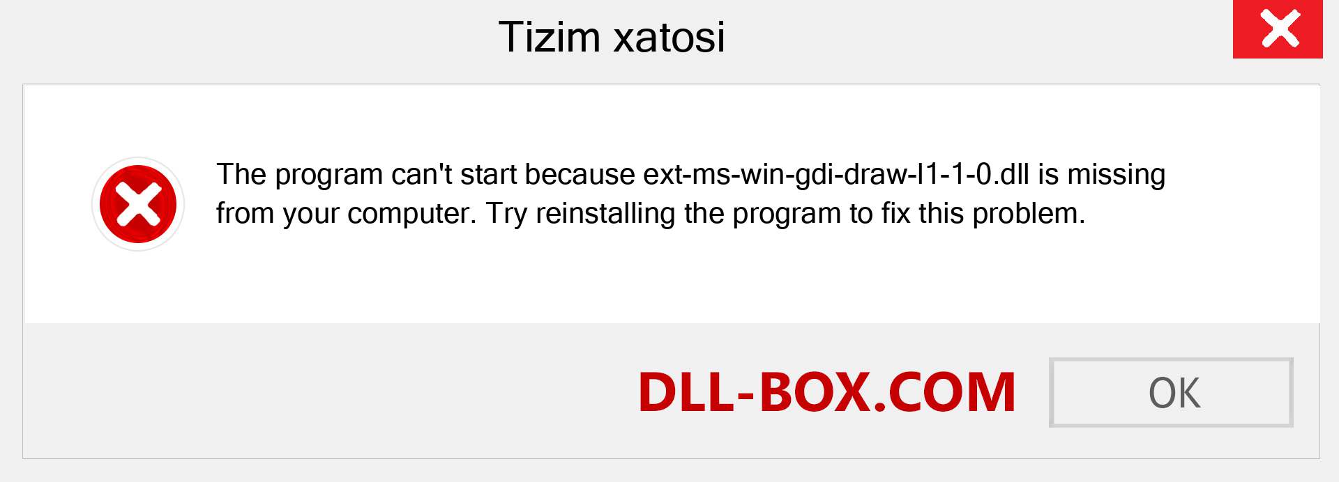 ext-ms-win-gdi-draw-l1-1-0.dll fayli yo'qolganmi?. Windows 7, 8, 10 uchun yuklab olish - Windowsda ext-ms-win-gdi-draw-l1-1-0 dll etishmayotgan xatoni tuzating, rasmlar, rasmlar